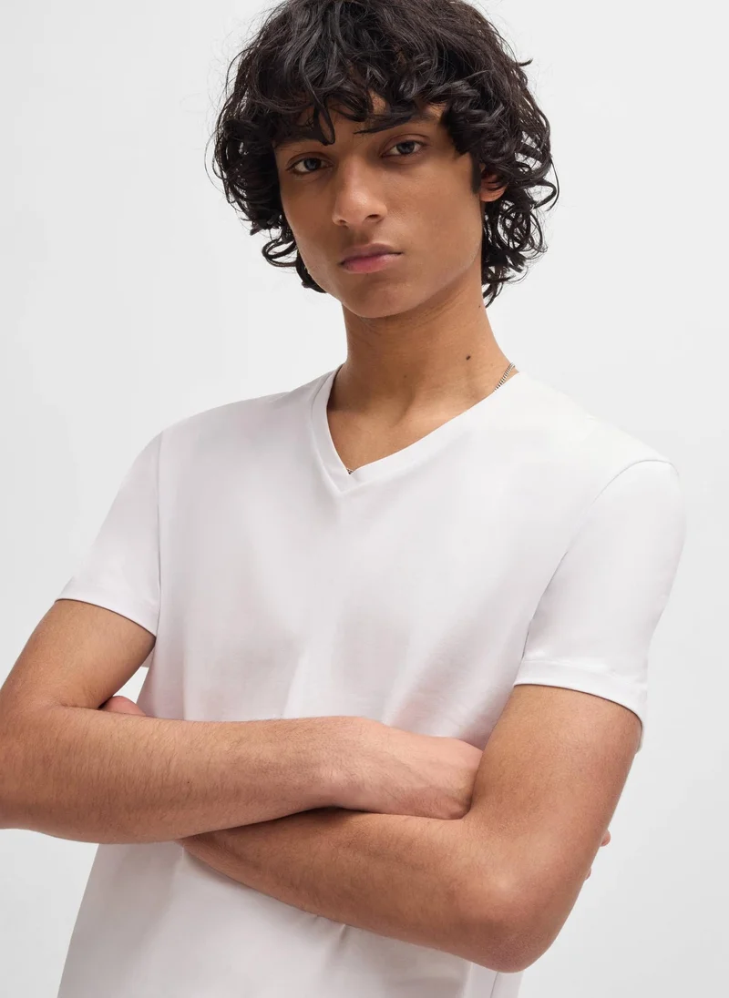 HUGO White Two-pack of V-neck T-shirts in stretch cotton for Men | Best Price UAE