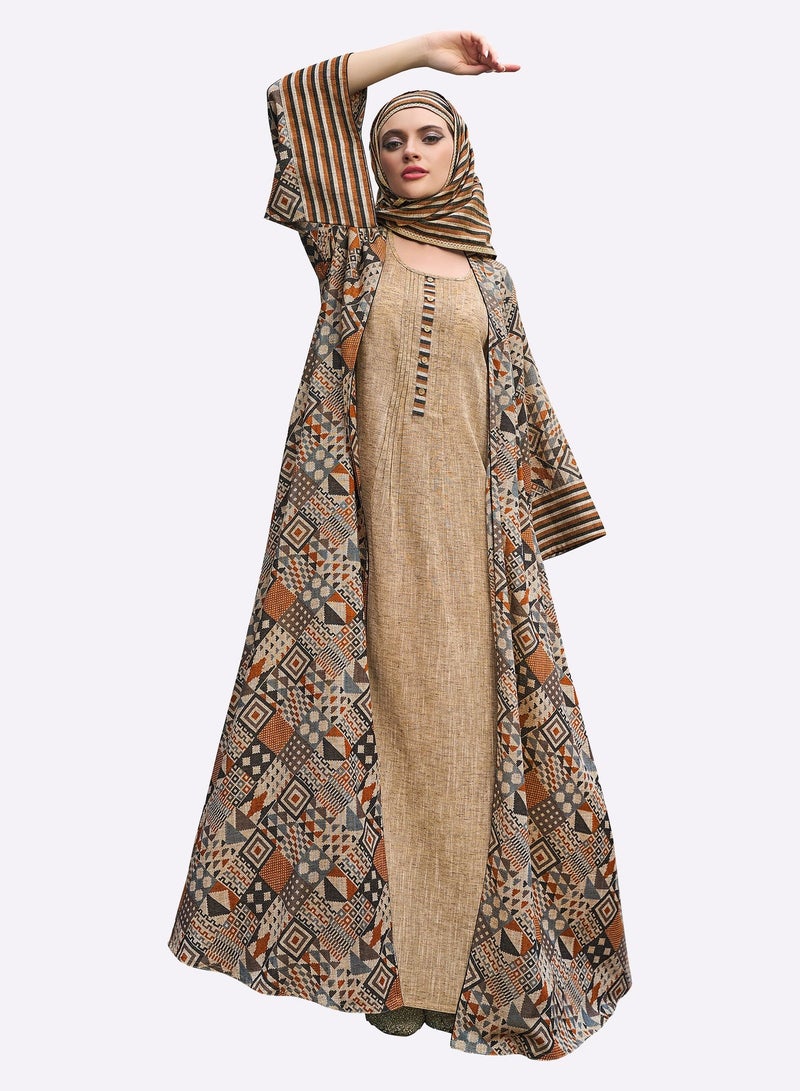 Sara Arabia جلابية سارة العربية ذات قطعتين بتصميم باتش وورك - Image 1