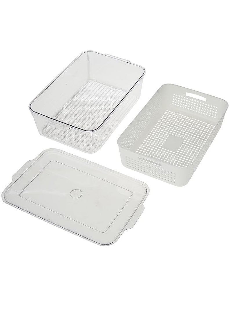 Homesmiths Fridge Organizer Clear with Inner Basket White - Image 1