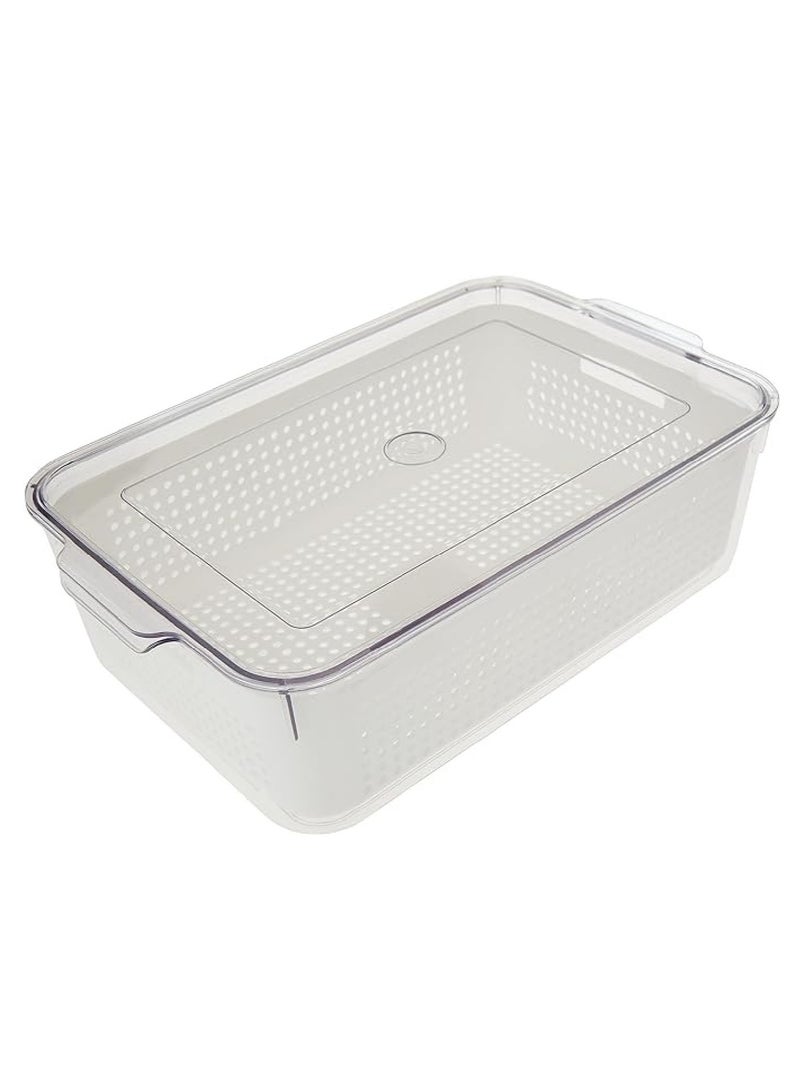 Homesmiths Fridge Organizer Clear with Inner Basket White - Image 2