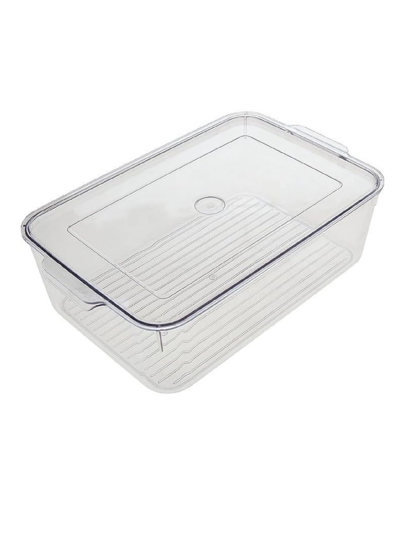 Homesmiths Fridge Organizer Clear with Inner Basket White - Image 3