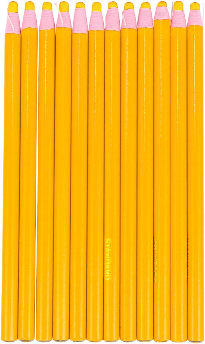 woobles Wax Pencil Peel- Off China Markers Set Tailors Chalk Pencil Crayon Sewing Embroidery Pen Invisable Leather Fabric Marker for Sewing Quilting Stitching Yellow China Markers Yellow - Image 1