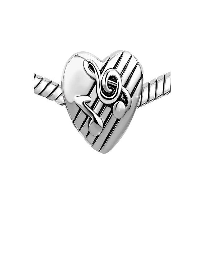 KunBead Music Musical Note Silver Love Heart Bead Charms Compatible with Pandora Charm Bracelets Birthday Jewelry Gifts for Women - Image 4