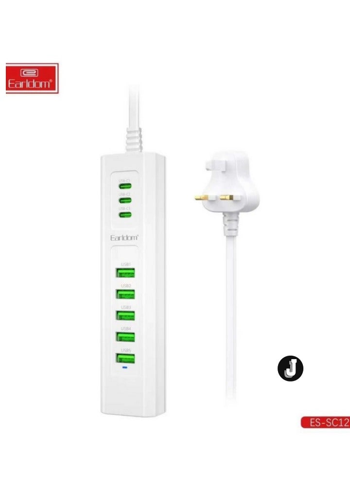 JAJEEK "NEW 8-in-1 Power Socket with 5 USB Ports & 3 Type-C Ports – SC12" - Image 4