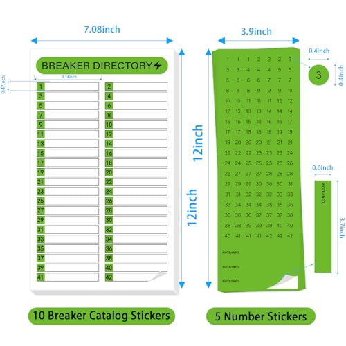 STARLIBOO 16 Sheets Breaker Panel Labels, Electrical Box Sticker Numbers Breaker Panel Labels, Waterproof Durable Self-Adhesive Electrical Stickers- Green - Image 2