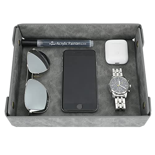 CASIRENA Father's Day Gifts Faux Leather Valet Tray Organizer for Men - Catch-All Tray for Entryway Table Key, Wallet, Watch, Coin Change, Phone, Dresser EDC Dump Jewelry, Bedside Nightstand Desk-top - Image 1