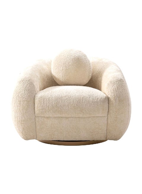 Elegant And Modern Design 1-Seater Swivel Base Sofa Chair Off White 66 X 95 X 88 Cm Osf-1441-1Sb