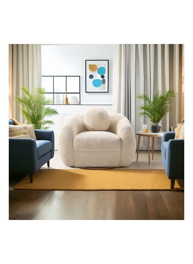 Micasa Elegant And Modern Design 1-Seater Swivel Base Sofa Chair Off White 66 X 95 X 88 Cm Osf-1441-1Sb  - Image 2