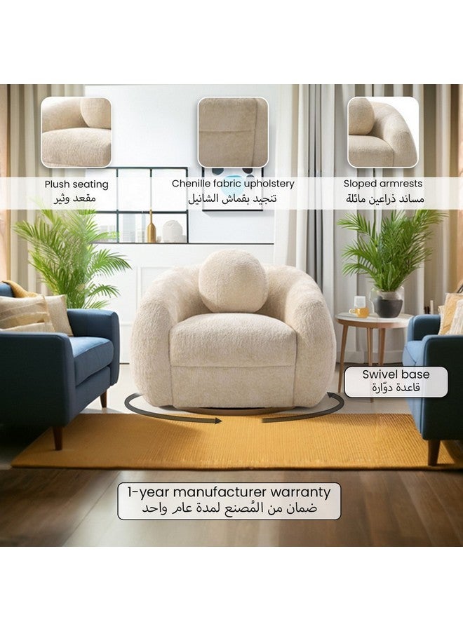 Micasa Elegant And Modern Design 1-Seater Swivel Base Sofa Chair Off White 66 X 95 X 88 Cm Osf-1441-1Sb  - Image 3