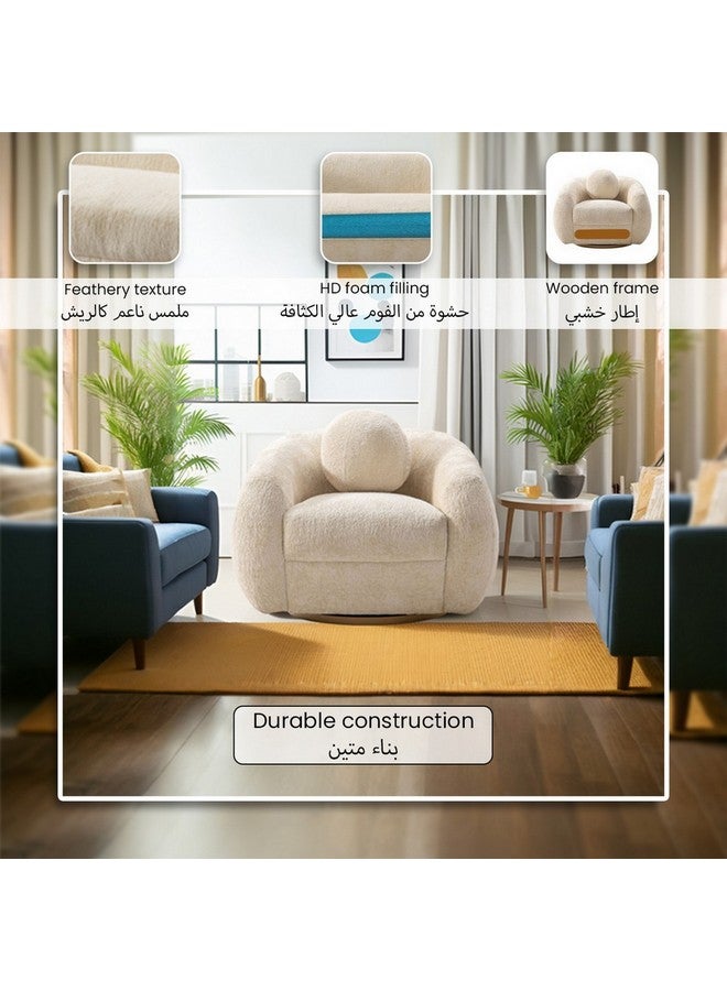 Micasa Elegant And Modern Design 1-Seater Swivel Base Sofa Chair Off White 66 X 95 X 88 Cm Osf-1441-1Sb  - Image 4