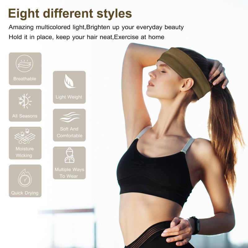 Ztomine Headbands for Women, 8pcs Stretchy Non Slip Soft Cotton Cloth Hair Bands for Sports, Workout, Yoga and Running - Image 2