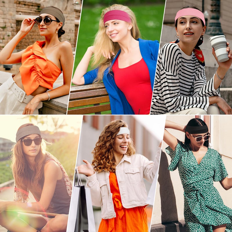 Ztomine Headbands for Women, 8pcs Stretchy Non Slip Soft Cotton Cloth Hair Bands for Sports, Workout, Yoga and Running - Image 3