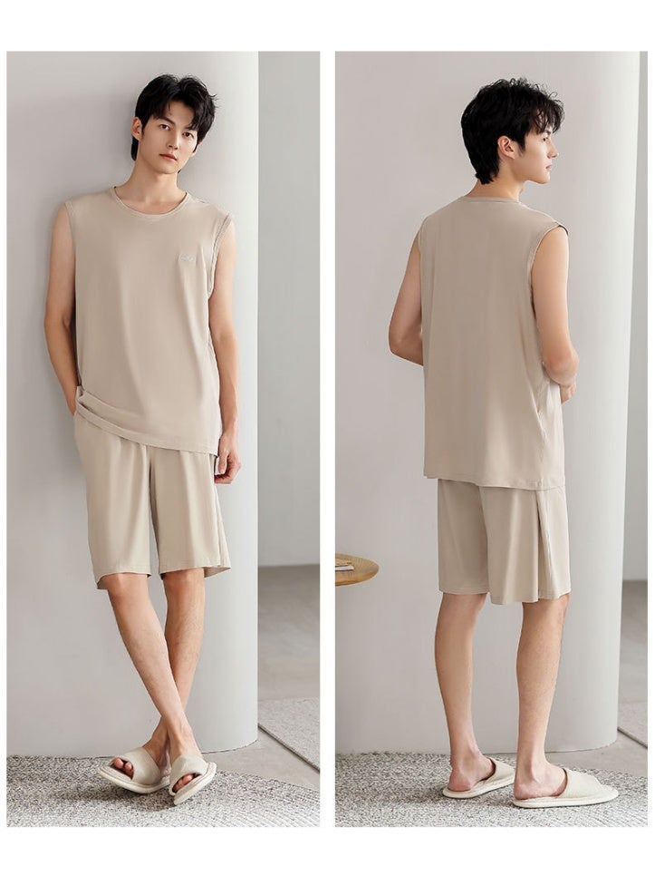Joychic Men's Modal Sleeveless Tank Top & Shorts Pajama Set - Breathable Thin Summer Loungewear, Plus Size Sports Casual Sleepwear for Home & Outdoor - Image 1