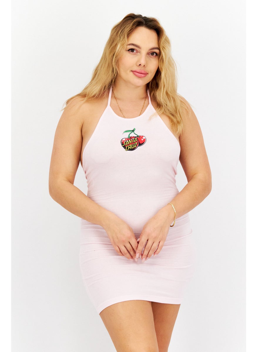 Santa Cruz Skateboards - Women Embroidered Logo Mini Casual Dress, Pink - Image 1