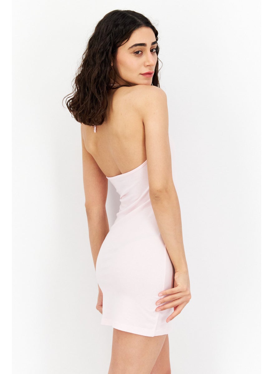 Santa Cruz Skateboards - Women Embroidered Logo Mini Casual Dress, Pink - Image 1
