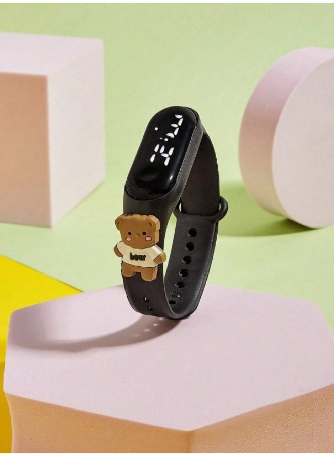 Pack of 2 bear-themed kids LED watches are described as Cute Brown Bear Numeric LED Children's Electronic Watches featuring a soft silicone strap - Image 4