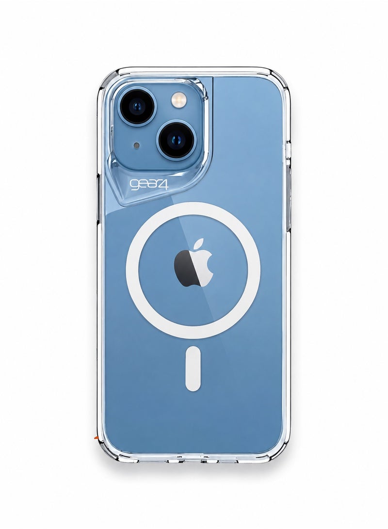 Gear4 iPhone 13 Shockproof Case, Magnetic Anti-Scratch Protective Cover Supports Wireless Charging MageSafe, Made of High Quality TPU - Clear - Image 1