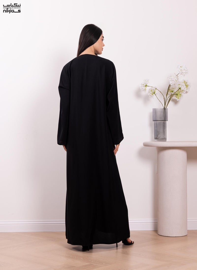Nikias Practical Nida fabric abaya with a full front zipper - Image 4