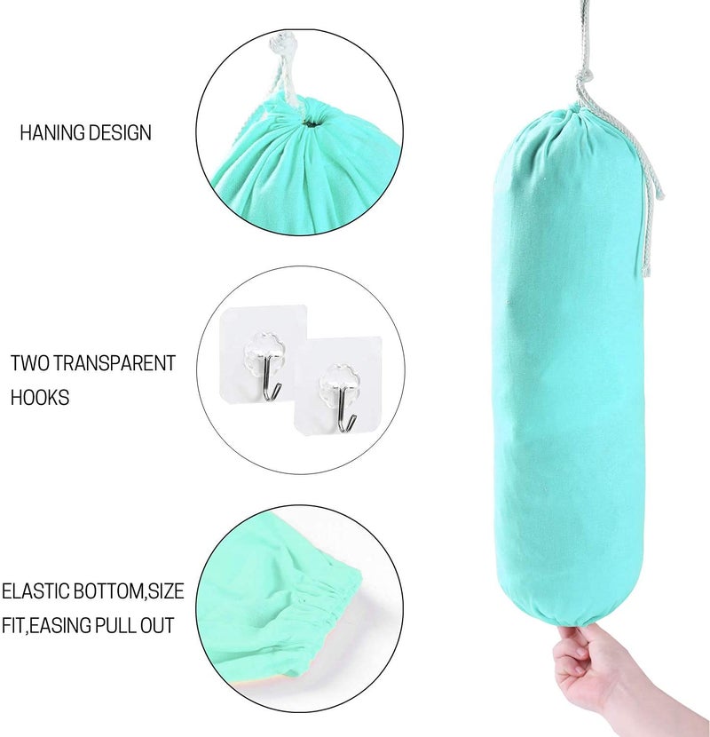 INDIAN DECOR 91136 Wall Mount Bag Organizer Large Grocery Bag Storage 30 X 12 INCH Space Saving Door Hanging Laundry Bag Large Capacity Storage Dirty Clothes UNDERGARMENTS and Accessories BLUE - Image 3