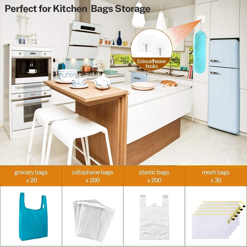INDIAN DECOR 91136 Wall Mount Bag Organizer Large Grocery Bag Storage 30 X 12 INCH Space Saving Door Hanging Laundry Bag Large Capacity Storage Dirty Clothes UNDERGARMENTS and Accessories BLUE - Image 4