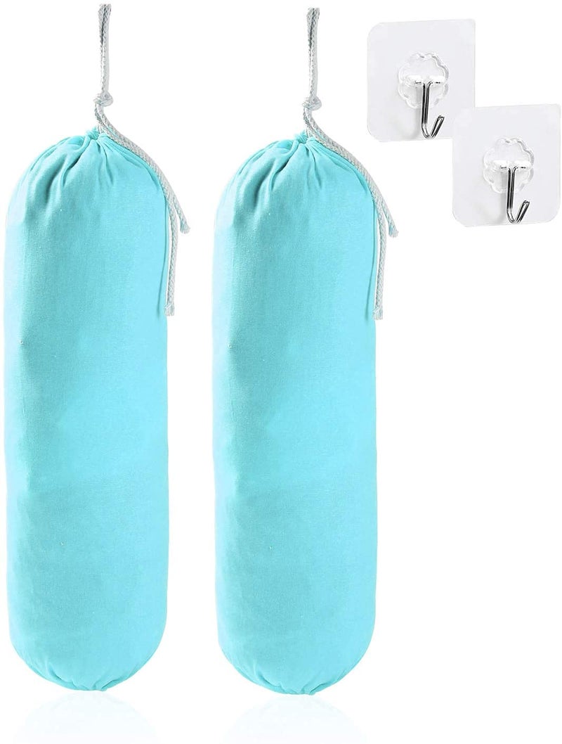 INDIAN DECOR 91136 Wall Mount Bag Organizer Large Grocery Bag Storage 30 X 12 INCH Space Saving Door Hanging Laundry Bag Large Capacity Storage Dirty Clothes UNDERGARMENTS and Accessories BLUE - Image 1