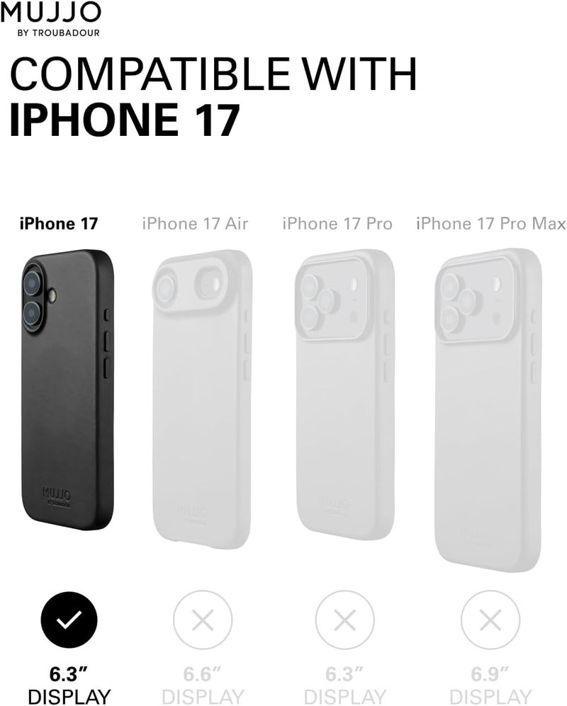 موجو جراب آيفون  جلدي أسود للشحن اللاسلكي المغناطيسي - Image 5