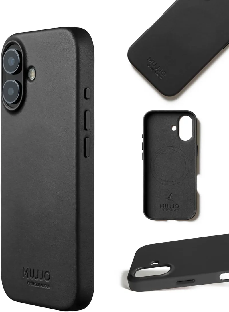 Mujjo Iphone 17 Leather Case - Black With Magnetic Wireless Charging Crafted From Premium Leather, This Luxurious Case Combines Elegance And Durability, Providing A Sleek, Sophisticated Look While Offering Superior Protection.