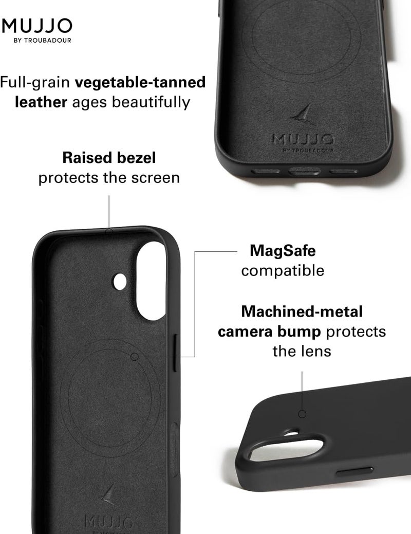 موجو جراب آيفون  جلدي أسود للشحن اللاسلكي المغناطيسي - Image 3