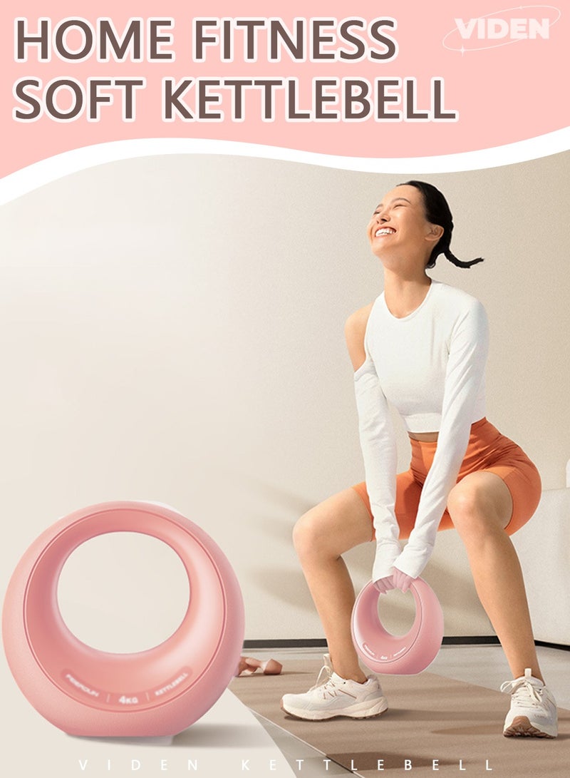 فيدين 6 كجم Kettlebell Star and Moon Kettlebell صديقة للبيئة من مادة PVC ذات هيكل ناعم Kettlebell لتشكيل الجسم وتدريبات القوة الأساسية مناسبة للمنزل والمكتب وصالة الألعاب الرياضية باللون الوردي المحترق - Image 2