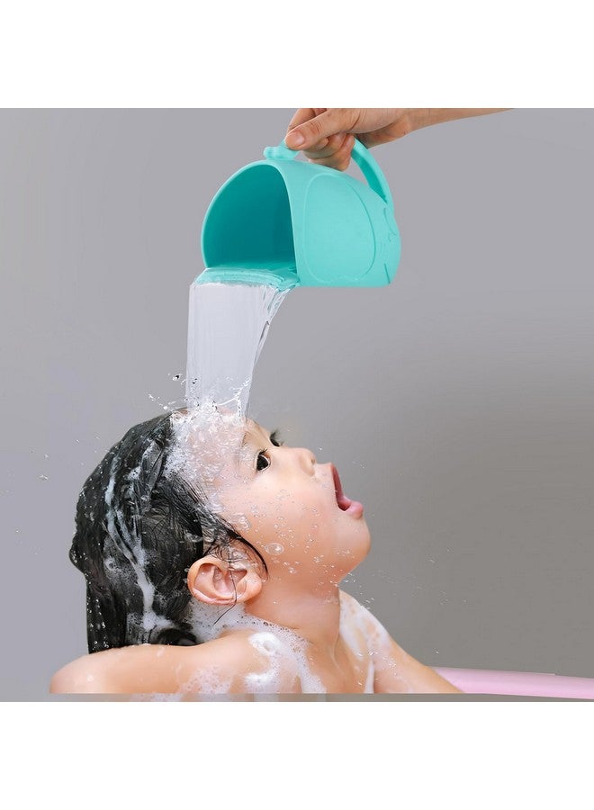 PandaEar PandaEar Baby Bath Rinse Cup, Silicone Shampoo Rinser With 2 Sponges & 2 Brushes for Infants, Toddler Body Washing, Blue - Image 1