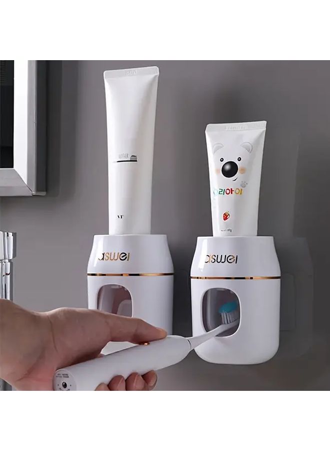 Wall Mounted Automatic Toothpaste Squeezer White No Drill Needed High Quality Plastic Dispenser - Image 2