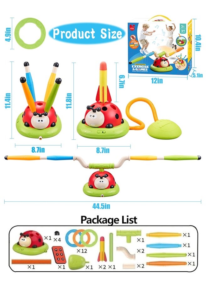 Quivlox 3 in 1 Musical Jump, Toss Ring Game Toy and Stomping Launch Rocket Launcher for Kids Outdoor Toys with Remote Control, Indoor Outside Toys for Kids Ages 3-8 Toys for Ages 5-7 8-13 Kids Gifts - Image 2