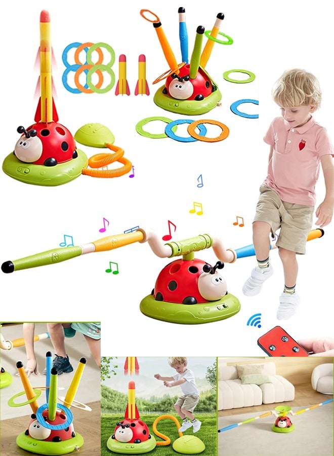 Quivlox 3 in 1 Musical Jump, Toss Ring Game Toy and Stomping Launch Rocket Launcher for Kids Outdoor Toys with Remote Control, Indoor Outside Toys for Kids Ages 3-8 Toys for Ages 5-7 8-13 Kids Gifts - Image 1