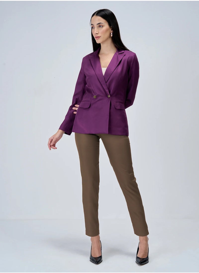 Salt Attire Women's Mid-Rise Slim Leg Pants with Fly Front Zip Closure and Slant Pockets  Sleek Formal Trousers for Effortless Style and Comfort  - Image 4