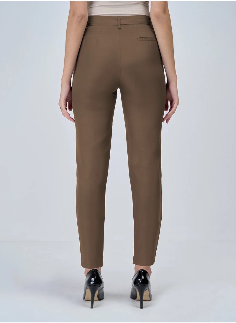 Salt Attire Women's Mid-Rise Slim Leg Pants with Fly Front Zip Closure and Slant Pockets  Sleek Formal Trousers for Effortless Style and Comfort  - Image 5