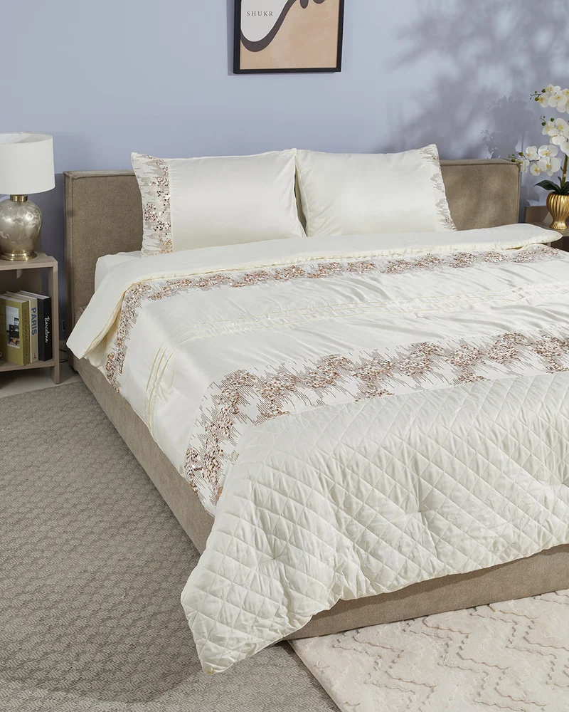 REDTAG Ivory 4 Piece Luxury Comforter Set (240 x 220 cm)