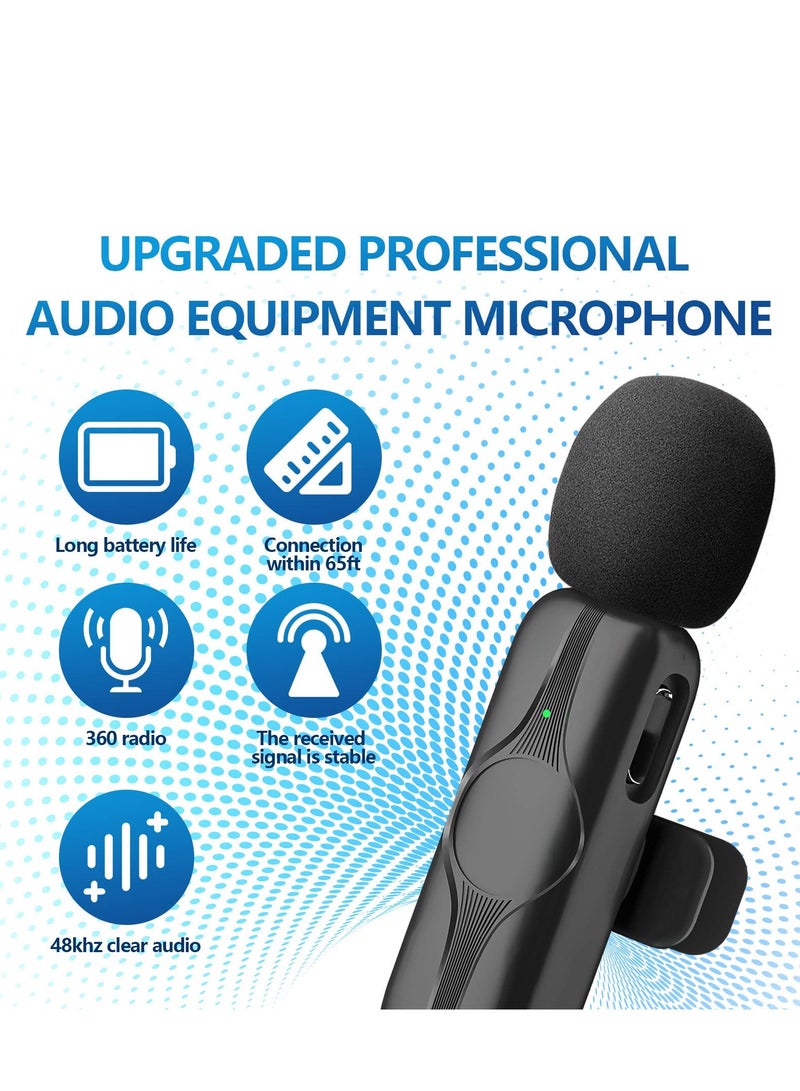 KASTWAVE Wireless Lavalier Microphone for iPhone, iPad - Cordless Omnidirectional Condenser Recording Mic for TikTok, Facebook, Phone Video Recording, Interview, Vlog, Auto Sync and Noise Reduction(Black) - Image 4