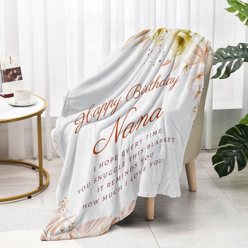 Jnufoju Jnufoju Nana Birthday Gifts from Grandkids Throw Blankets 60"" x 50""  Happy Birthday Nana Gifts  Birthday Gifts for Nana from Grandson Granddaughter  Nana Gifts for Birthday from Grandchildren  - Image 3