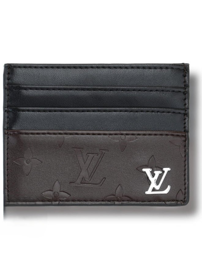 Louis Vuitton LV Card Holder – Brown Premium Leather – Luxury Slim Designer Card Case - Image 1
