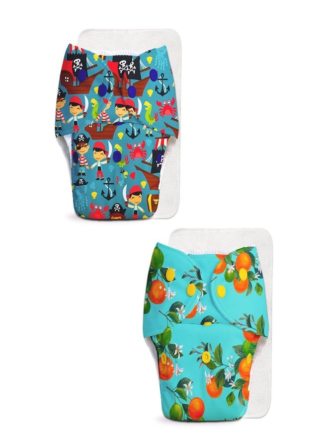 Superbottoms Basic Leakage-proof advanced cloth diapers for babies, High Absorbent 100% cotton 2 reusable diaper and 2 insert pad Combo Pack washable cloth diaper 3M -3Years Adjustable, Reduces Rash - Image 1