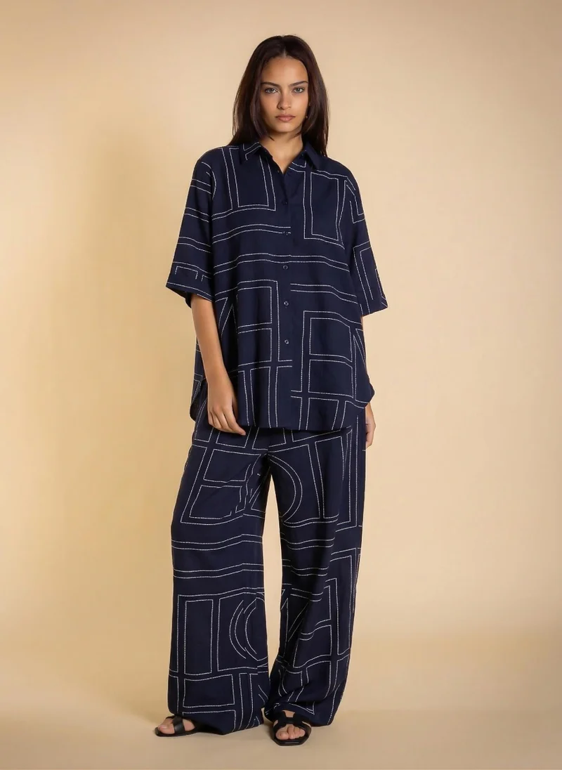 SHAPES GEOMETRIC OVERSIZED SHIRT SET