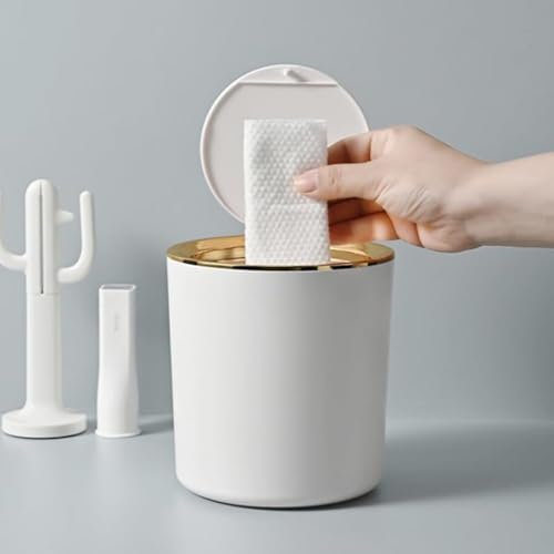 Soko Cute Portable Mini Trash Can, Small One-Key Press Plastic Fancy Press-Top Desktop Dustbin Waste/Garbage Disposal For Home, Office, Bathroom, Bedroom, Kitchen, Work, Study Table - Luxebin (White) - Image 4