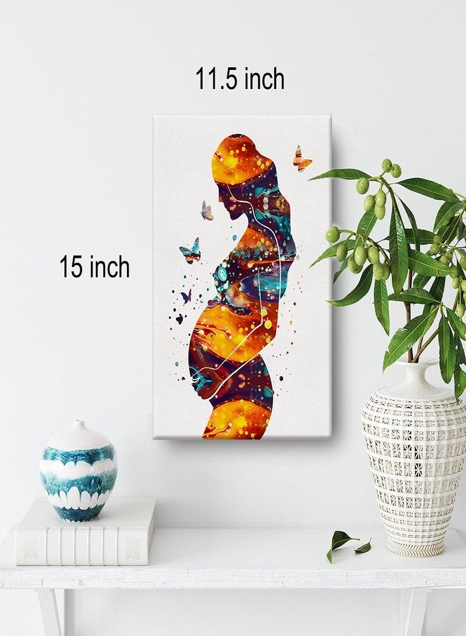 Nvhai Pregnancy Art Canvas Painting Pregnant Woman With Child Prints Medical Art for Home Living Room Wall Decor Framed Obstetrics Artwork (12x15 Inch) - Image 2