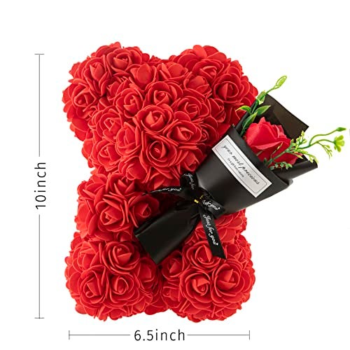 hodipea Rose Bear Gifts for Women-Best Gift for Valentine's Day,Mother's Day,Christmas,Birthday,Handmade Artificial Rose Teddy Bear Gifts for Girlfriend,Mom, and Daughters,Surprise Clear Gift Box - Image 2