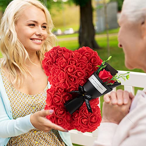 hodipea Rose Bear Gifts for Women-Best Gift for Valentine's Day,Mother's Day,Christmas,Birthday,Handmade Artificial Rose Teddy Bear Gifts for Girlfriend,Mom, and Daughters,Surprise Clear Gift Box - Image 5