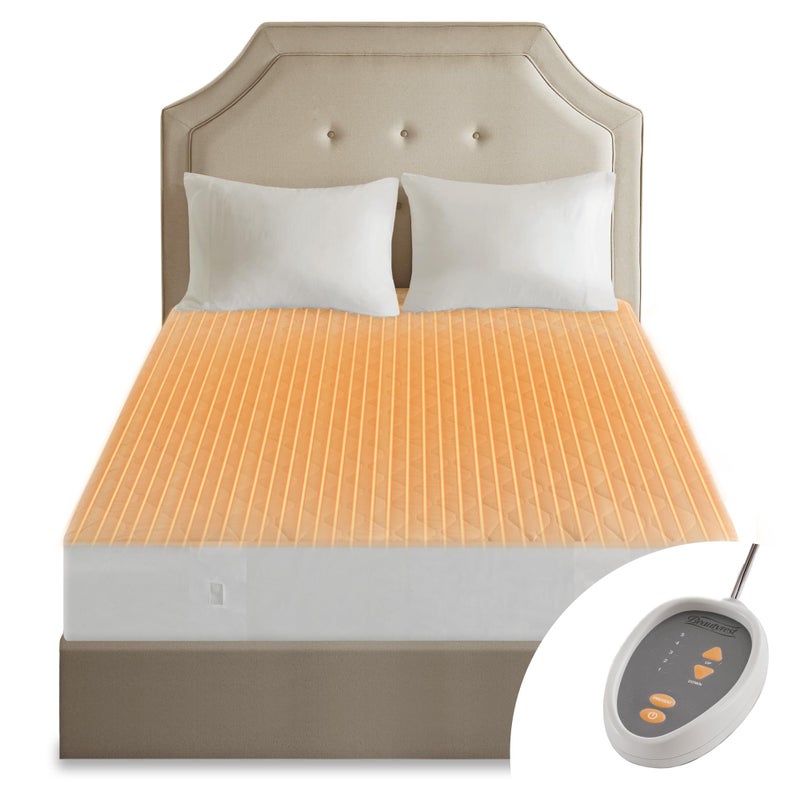 Beautyrest Beautyrest Cotton Blend Heated Mattress Pad Secure Comfort Technology  Luxury Quilted Electric Mattress Pad with Deep Pocket  5Setting Heat Controllers Twin White 