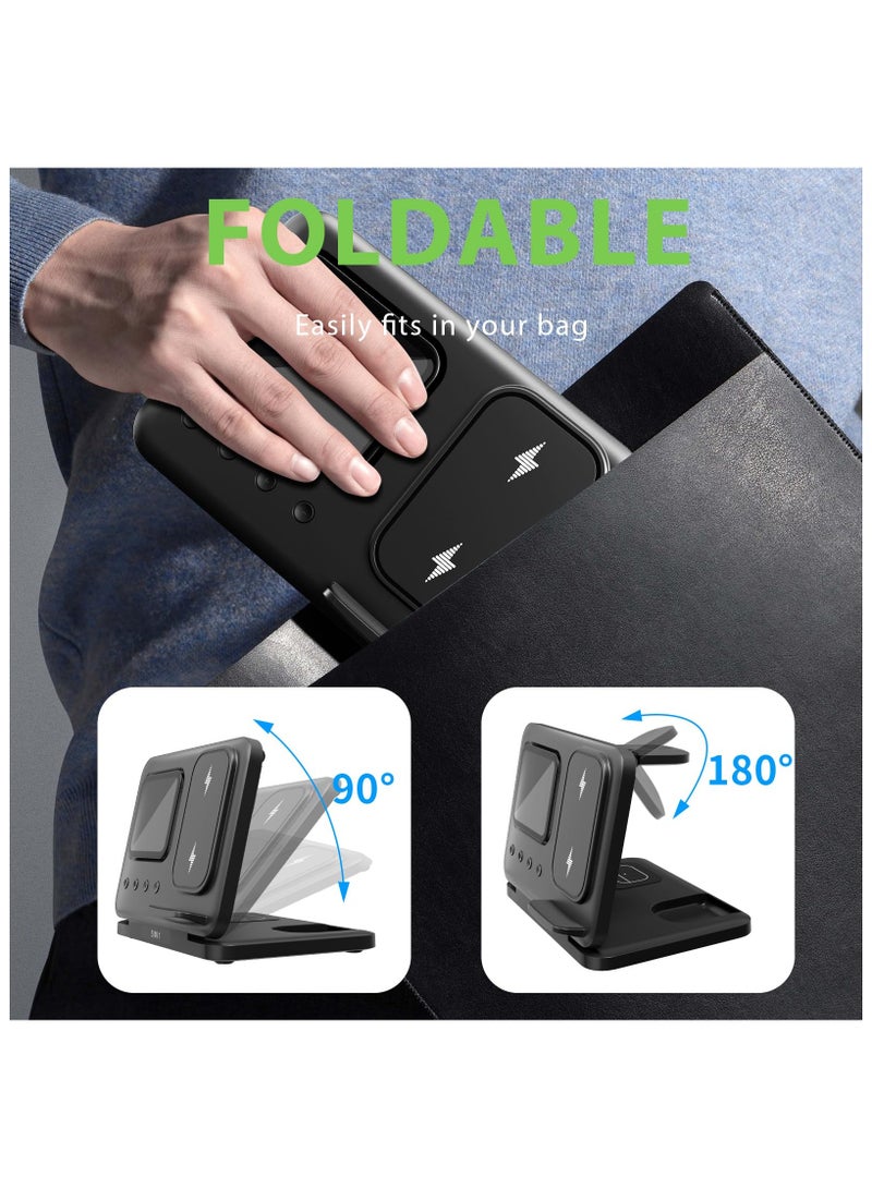SOLARAE شاحن لاسلكي قابل للطي، مناسب لمحطة شحن آيفون مع ساعة، شاحن سفر، لأجهزة متعددة من أبل، متوافق مع آيفون 15 14 برو ماكس 13 12 / ساعة 9 8 7 6 Se / آيربودز 3 2 برو - Image 4