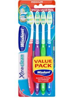 WISDOM Xtra Clean Medium Toothbrushes set of 4 
