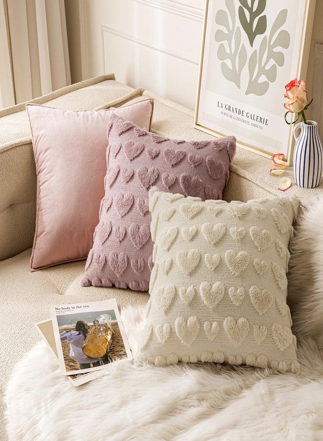 MIULEE Set of 2 Blush Pink Mothers Day Valentines Pillow Covers Heart Love Decorative Cute Throw Pillows 18x18 Inch Soft Plush Faux Wool Farmhouse for Spring Sofa Livingroom Bed - Image 5
