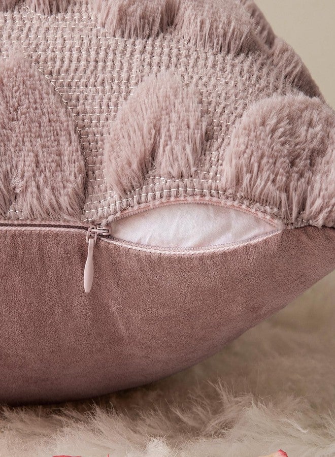 MIULEE Set of 2 Blush Pink Mothers Day Valentines Pillow Covers Heart Love Decorative Cute Throw Pillows 18x18 Inch Soft Plush Faux Wool Farmhouse for Spring Sofa Livingroom Bed - Image 3